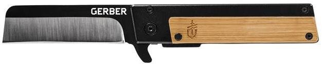 Gerber Quadrant Folding Knife Bamboo Plain Edge Satin Finish Blade - Gerber