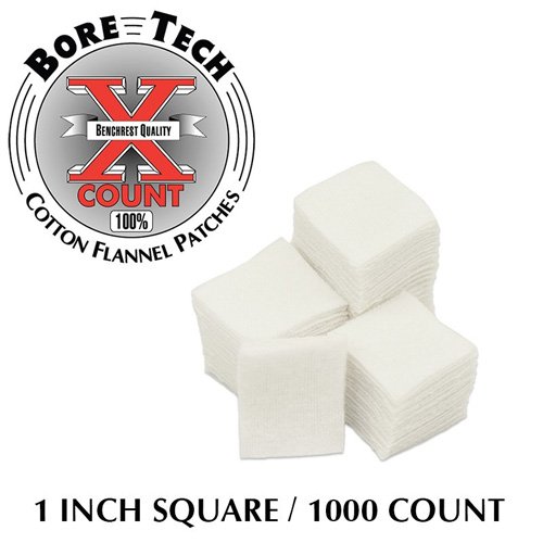 Bore Tech PATCH 1IN SQUARE 1000/BAG - Bore Tech - .20 Cal