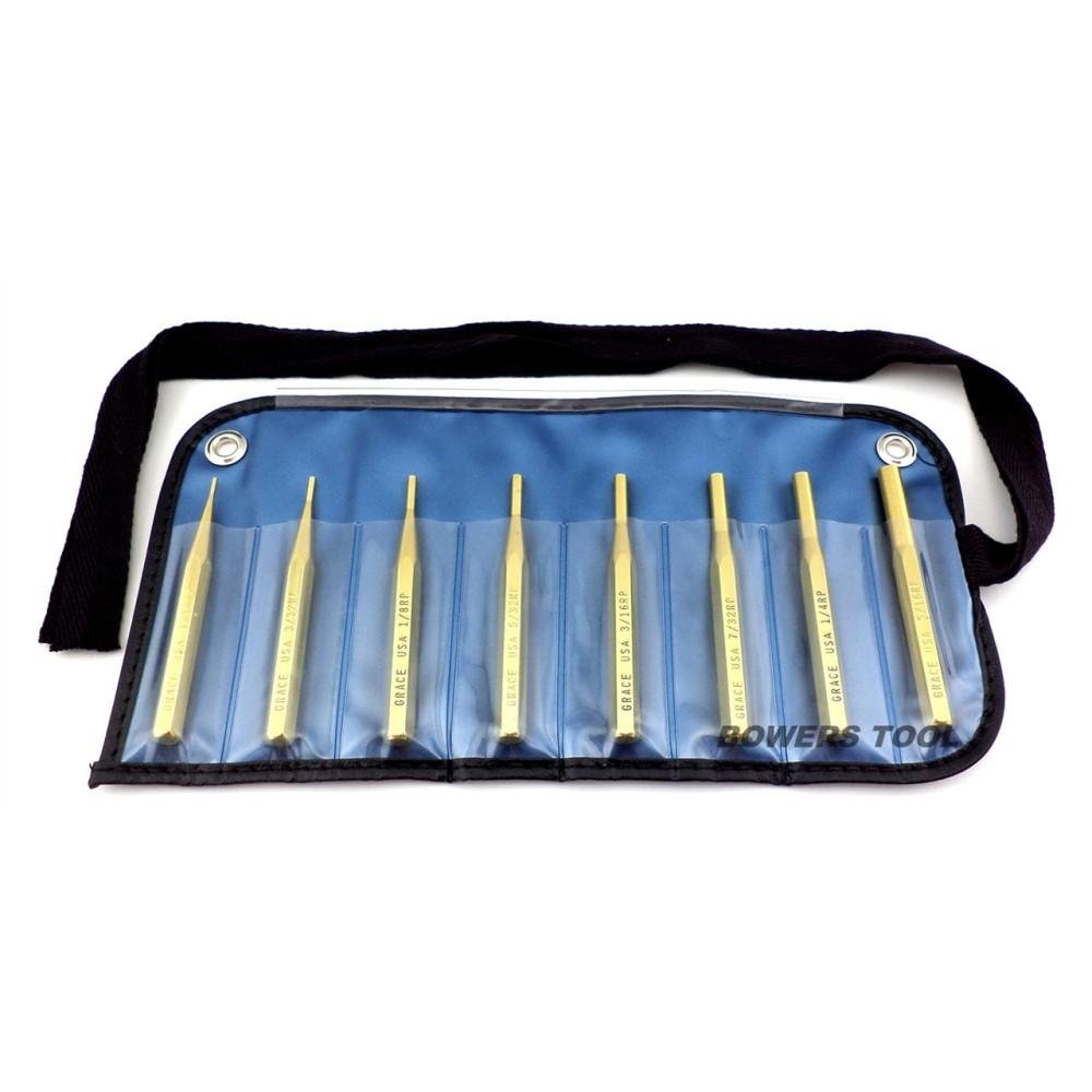 Grace USA GBRP8 Roll Pin Punch Set of 8 Brass
