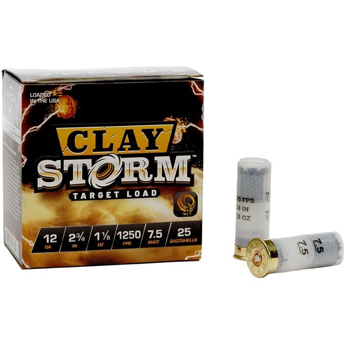 Fiocchi AMMUNITION CLAY STORM 12 GAUGE 2-3/4" 1-1/8OZ #7.5 SHOT 1250 FPS 25/BOX - Fiocchi - 12 GAUGE