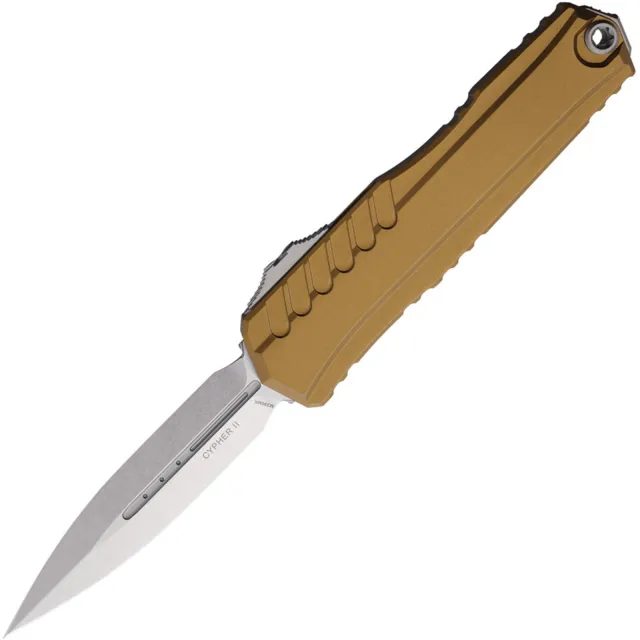 Microtech Cypher II 3.59 In D/E Stonewashed Tan ALU Handle