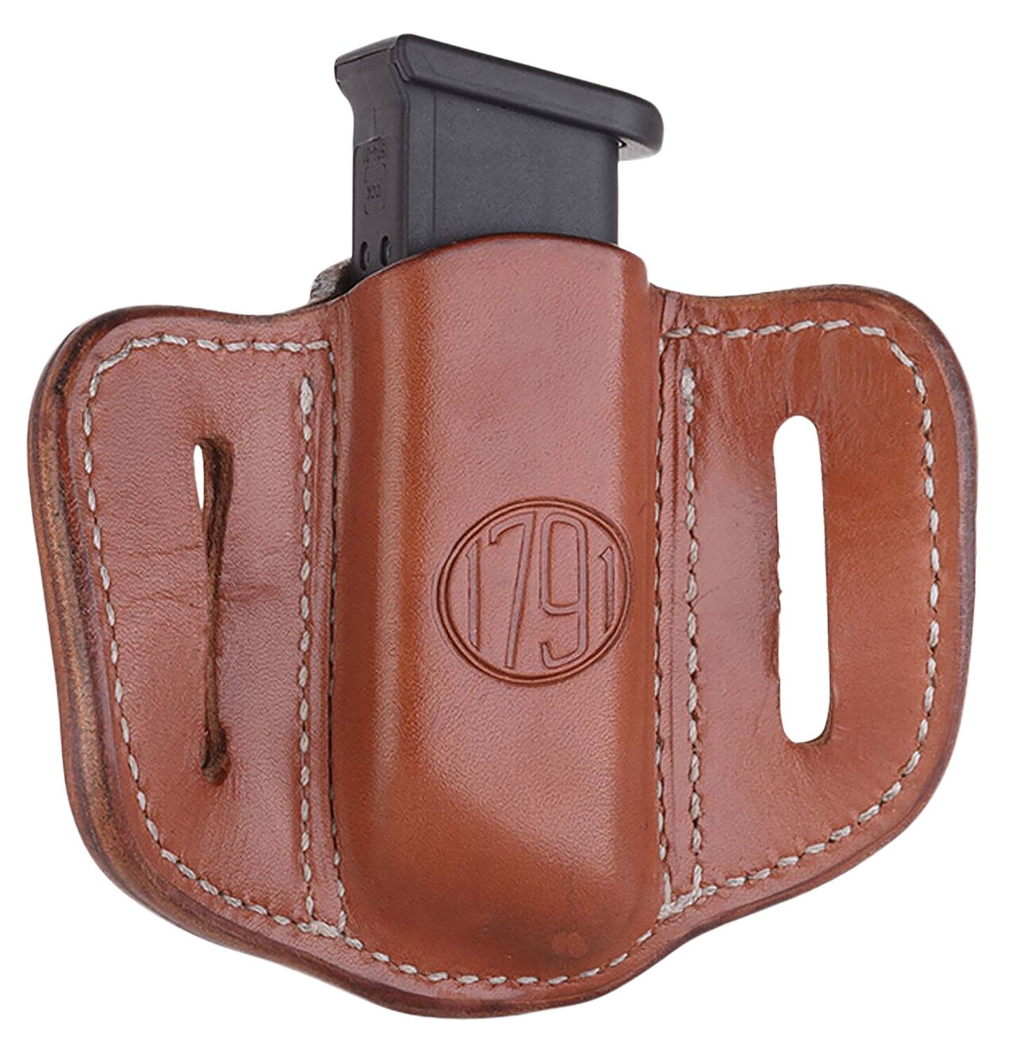 1791 Gunleather MAG12CBRA Single Mag Holster Brown Leather Belt Slide - 1791 Gunleather - CLASSIC BROWN