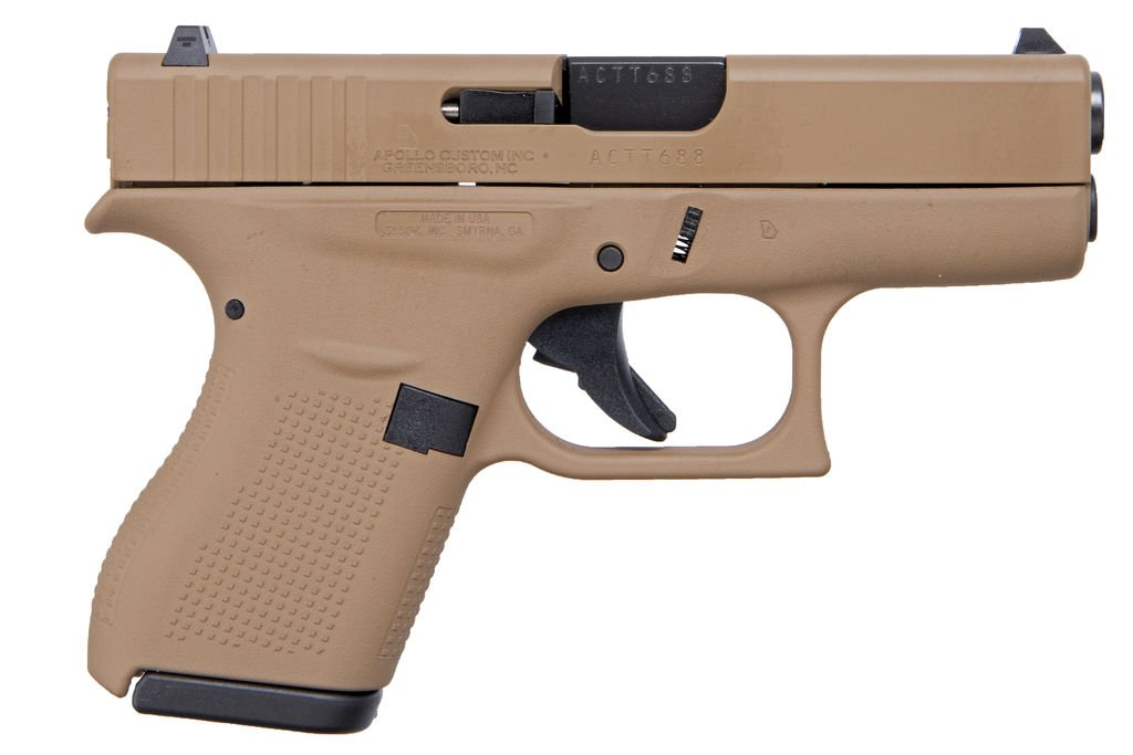Glock ACG-00819 Pistol 42 .380 6+1 Cerakote Dark Earth White Dot Sights