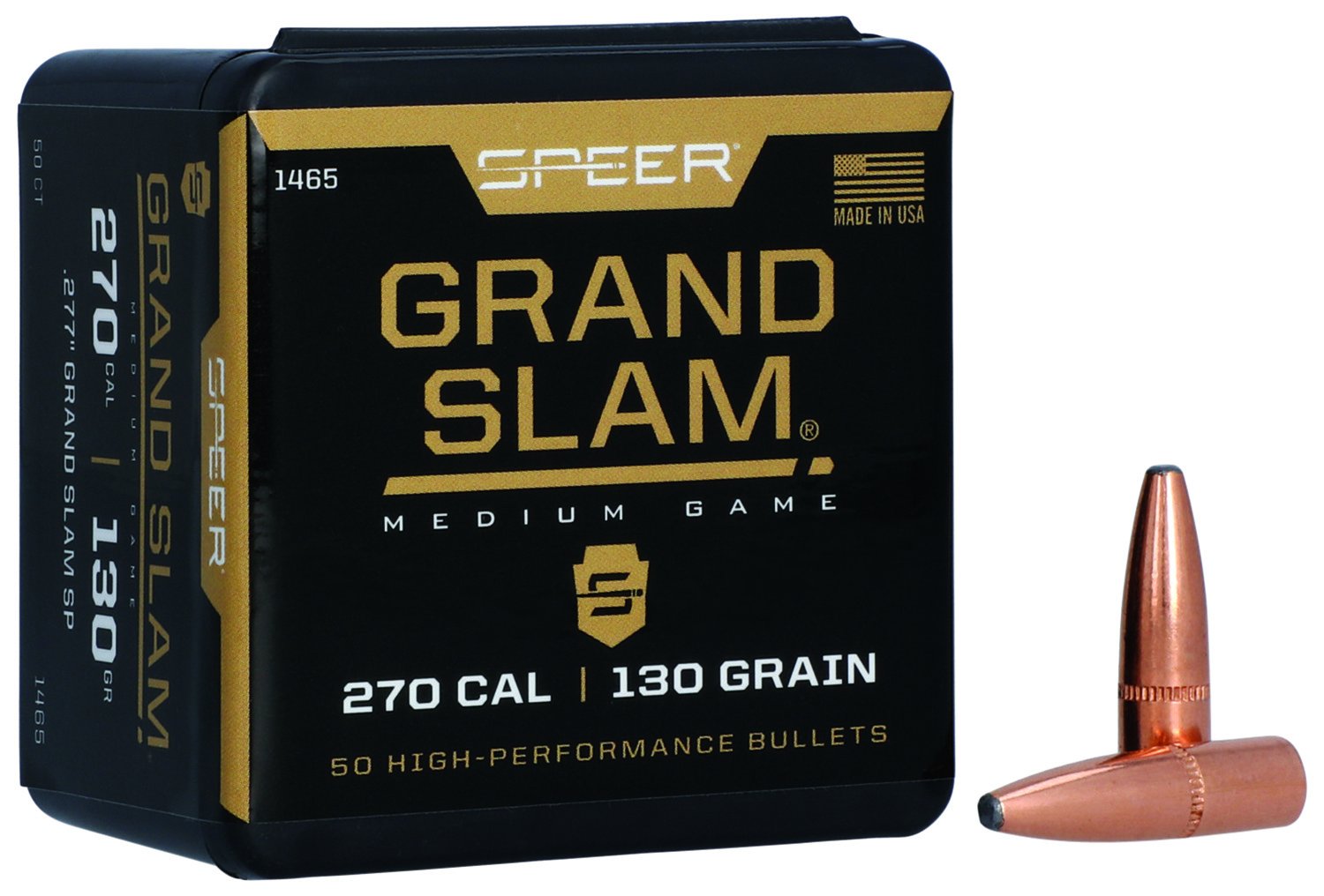 Speer 1465 Grand Slam 270Cal 130gr Soft Point Bullets 50/Box - Speer - 270 Caliber