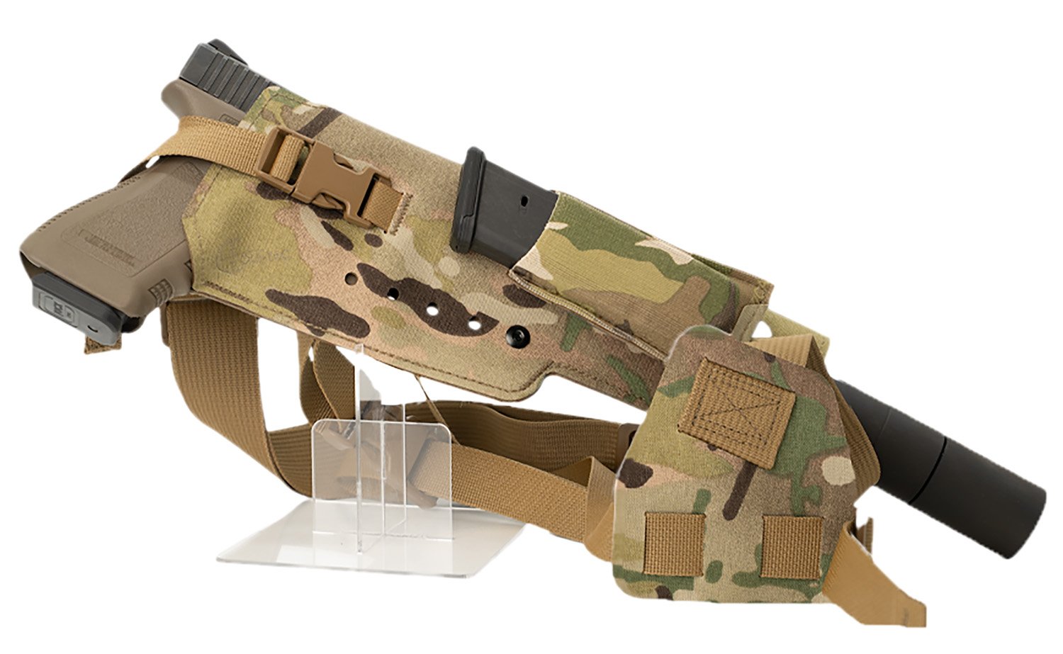 Cole-tac VWX107 Varmint Wrangler XL Pistol Holder Chest Multi-Cam Right Hand - Cole-Tac - MULTI-CAM