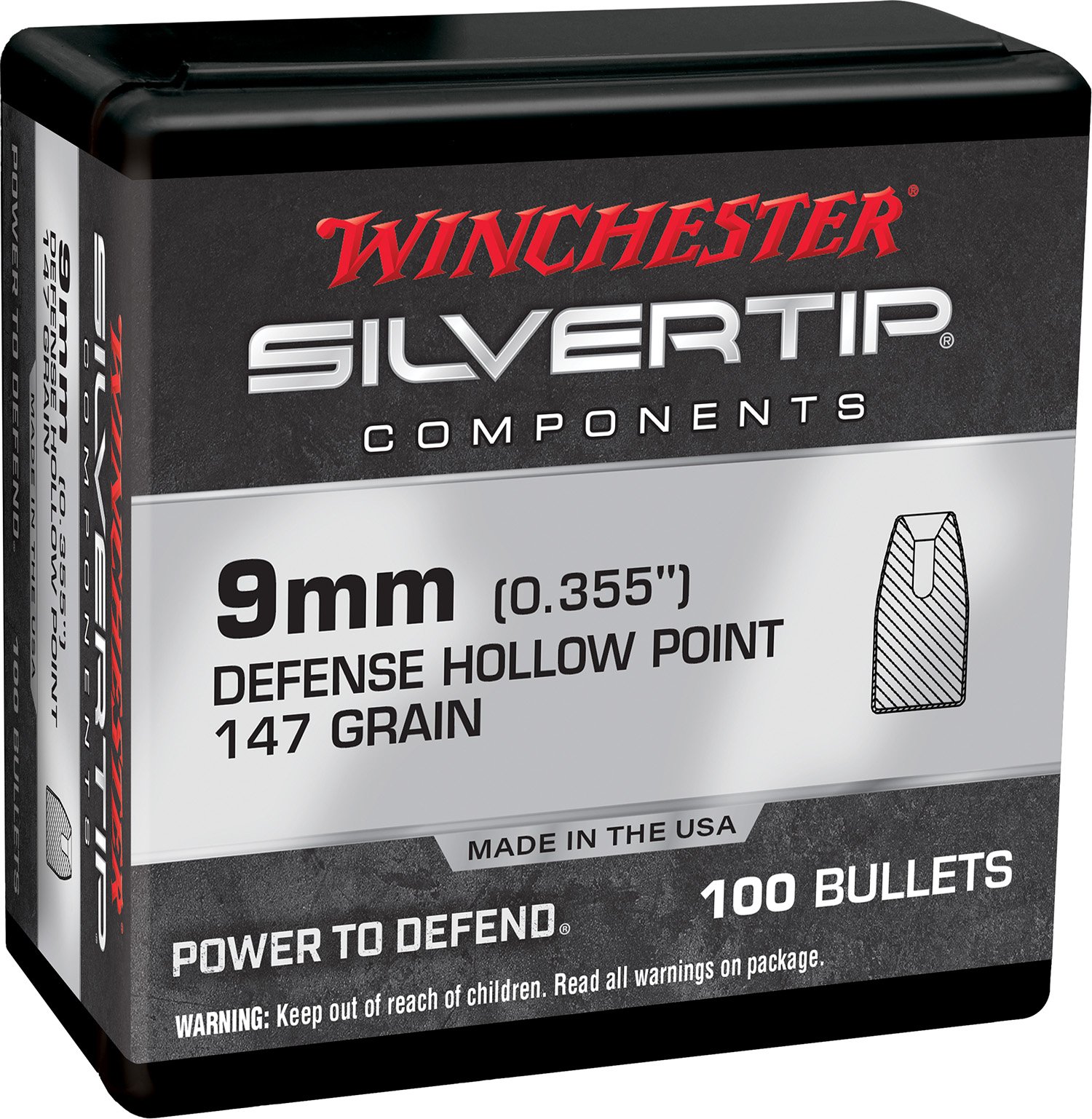 Winchester WB9ST147X 9mm .355 147gr Centerfire Handgun Reloading Bullets - Winchester - .355
