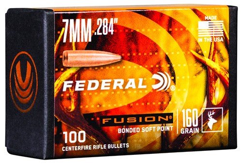 Federal FB284F3 Fusion 7mm .284 160gr Soft Point Bullets 100/Box - Federal Premium Ammunition - 284 Caliber