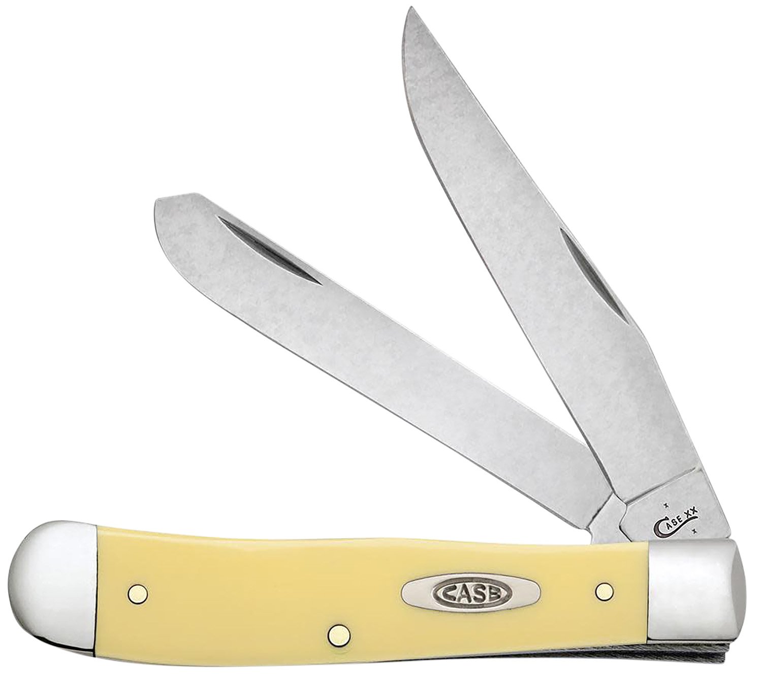 Case 30114 Yellow Synthetic Trapper Folding Clip Point-Spey Plain Mirror... - Case Cutlery - CLIP POINT/SPEY