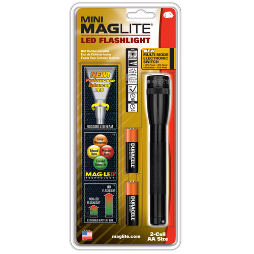Maglite Mini Flashlight Gray SP2209H 2 Cell AA LED