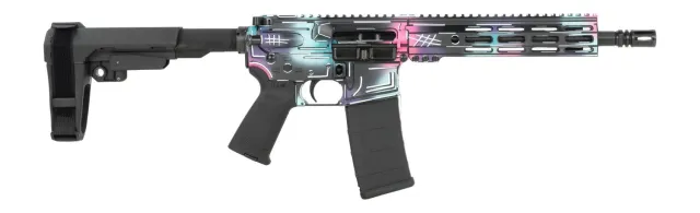 Shark Coast Tactical SCC07077DISCO-P Anime-15 Disco 5.56 NATO 30+1 10.50" Black Nitride Threaded Barrel, Aluminum Receiver w/Picatinny Rail, M-LOK Handguard, Polymer SB Tactical SBA3 Brace, Polymer Gr - SHARK - 5.56 NATO