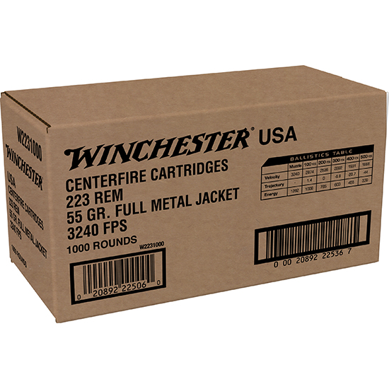 Winchester USA Ready 223 Remington Full Metal Jacket 55 Grain 1000 Rounds