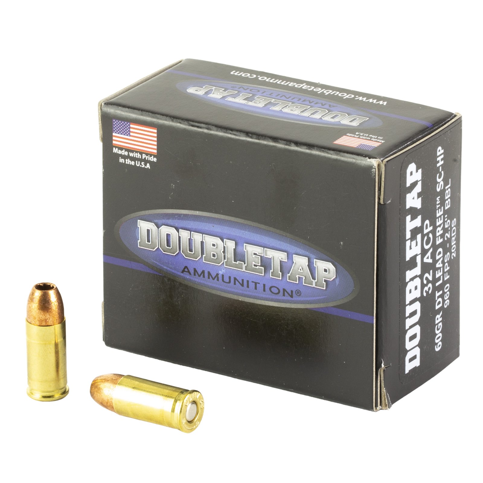 DoubleTap 32A60X .32 ACP 60 Grain Lead Free SCHP Ammo 20 Rounds
