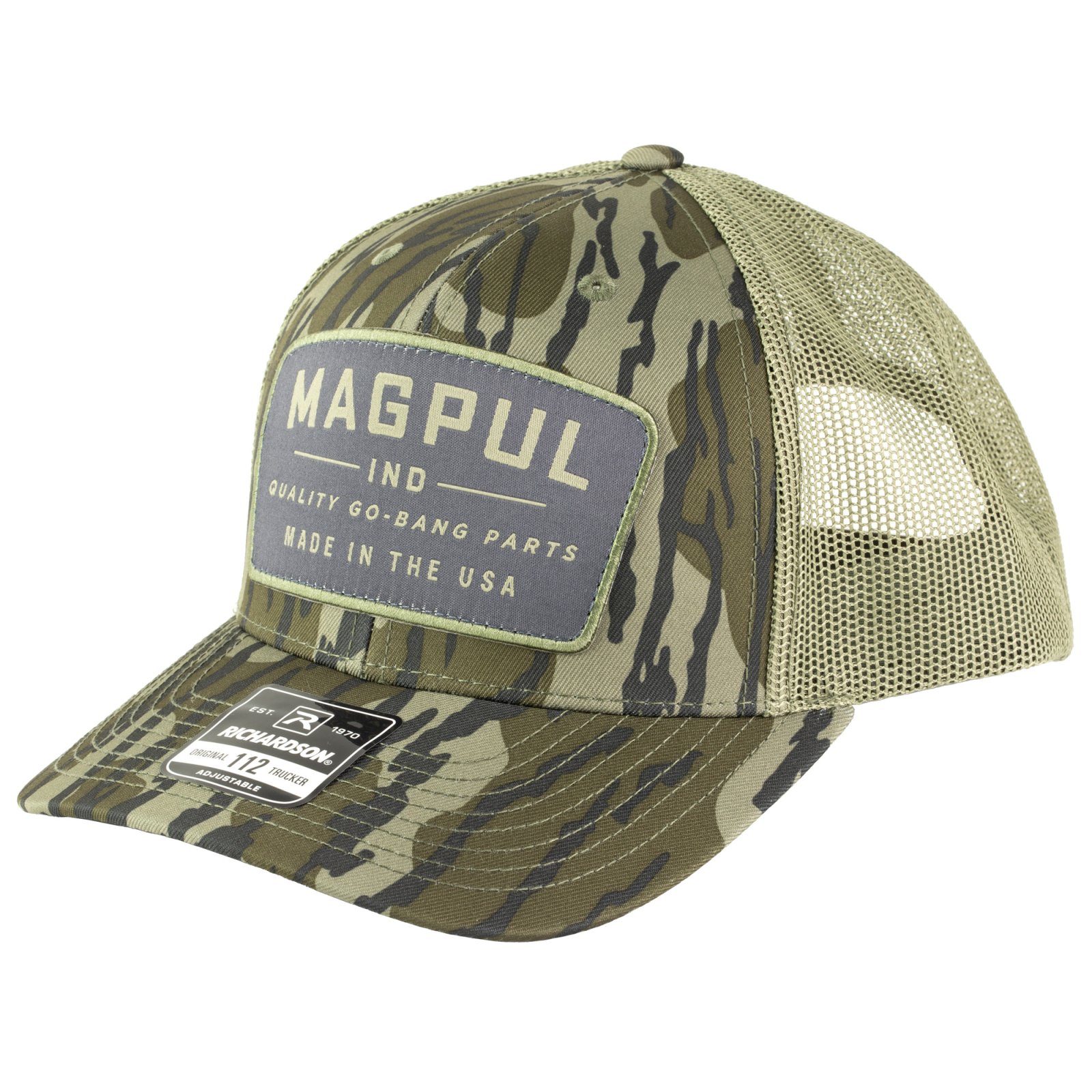 Magpul MAG1102-346 Go Bang Trucker Hat, Bottomland Camo, Cotton/Polyester