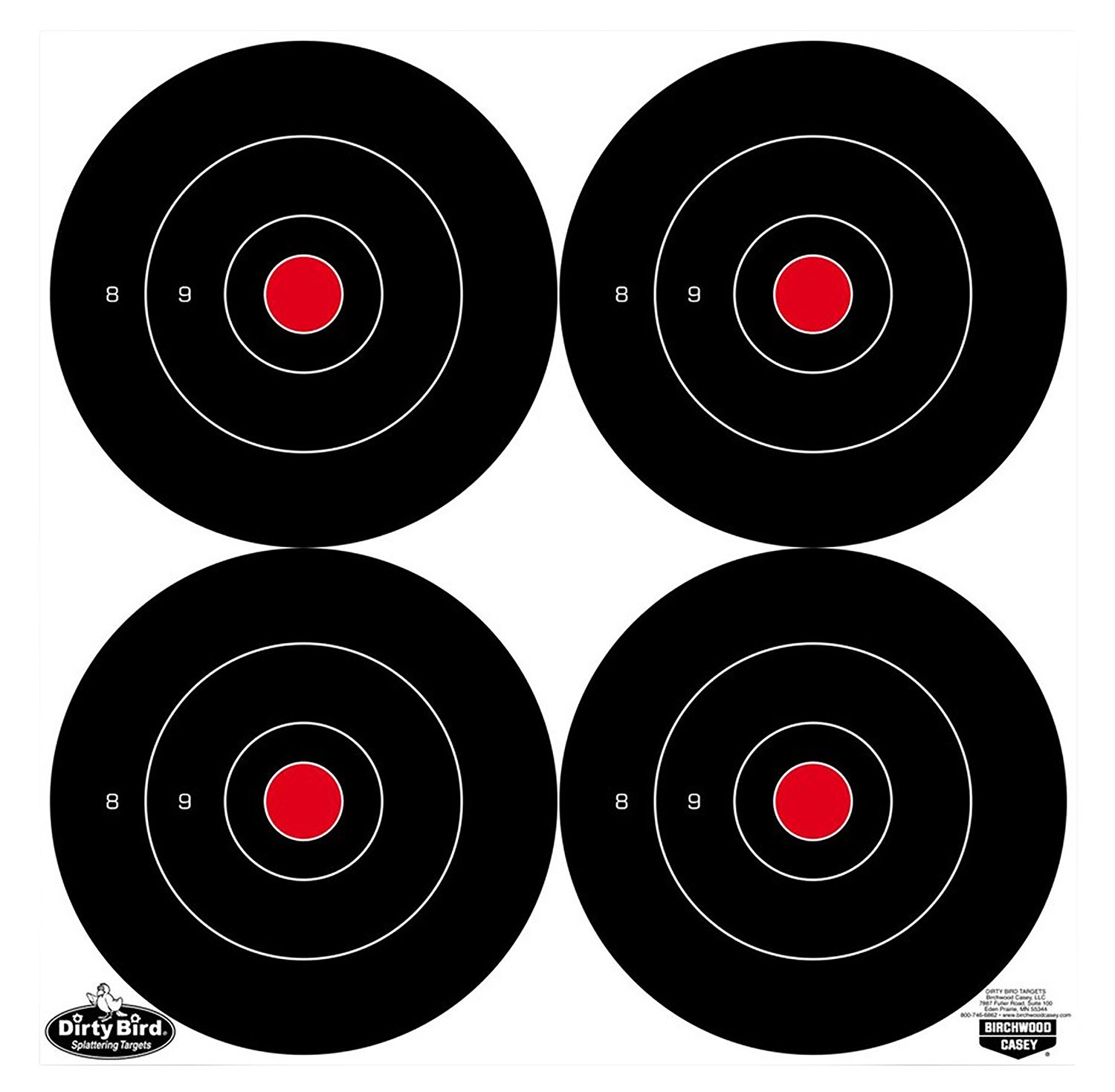 Birchwood Casey Dirty Bird 6" Bullseye Tagboard Hanging Black/White 100 Per Pkg - Birchwood Casey - 6"