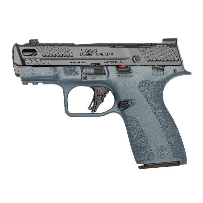 S&W PC Shield-X Carry Comp Blue Titanium Handgun 9mm Luger 13(1)&15(1)rd Magazines 3.6 Ported Barrel Thumb Safety