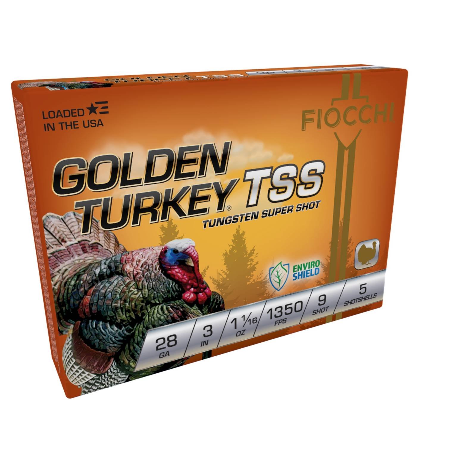 Fiocchi 283TSS9 Golden Turkey TSS 28Ga 3" 1 1/16oz 9Shot 5/Box - Fiocchi - 28 Gauge