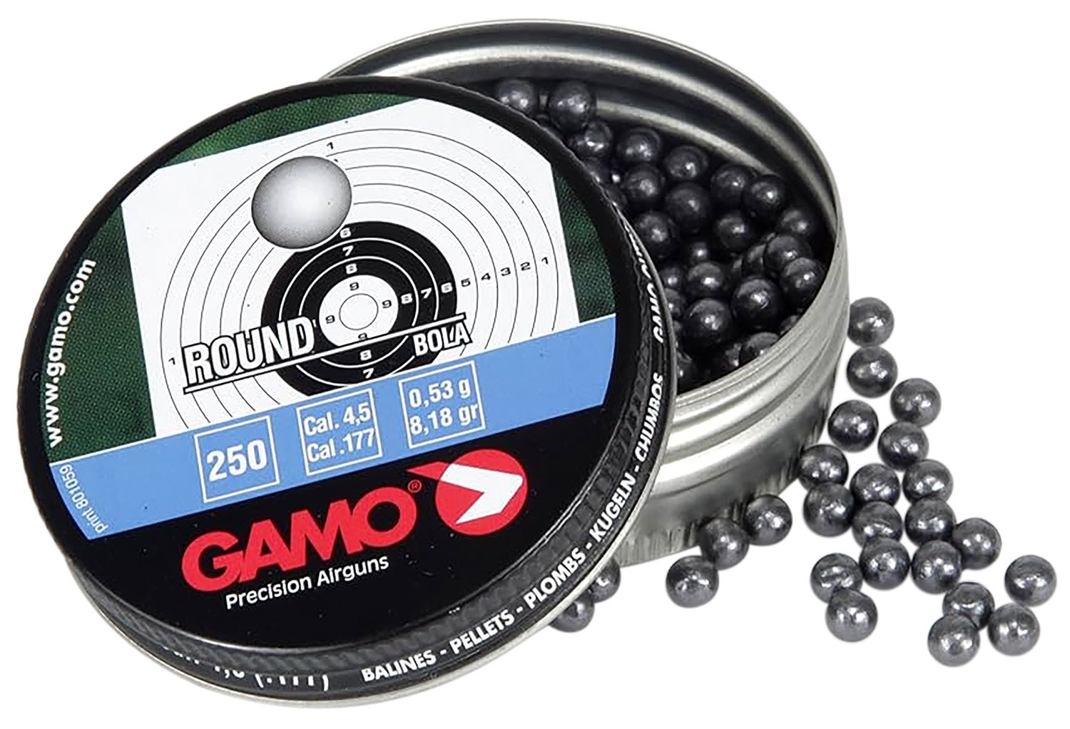 Gamo .177 Lead ROUNDBALL BBS 19 GRAINS 250Pk Tin