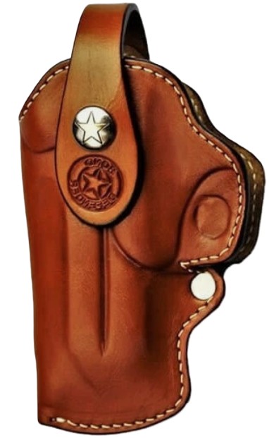 Bond Arms H-RT-425-TN-R-CP Prem Leather Clip Hol 4.25" RH Tan/Whte Stitch