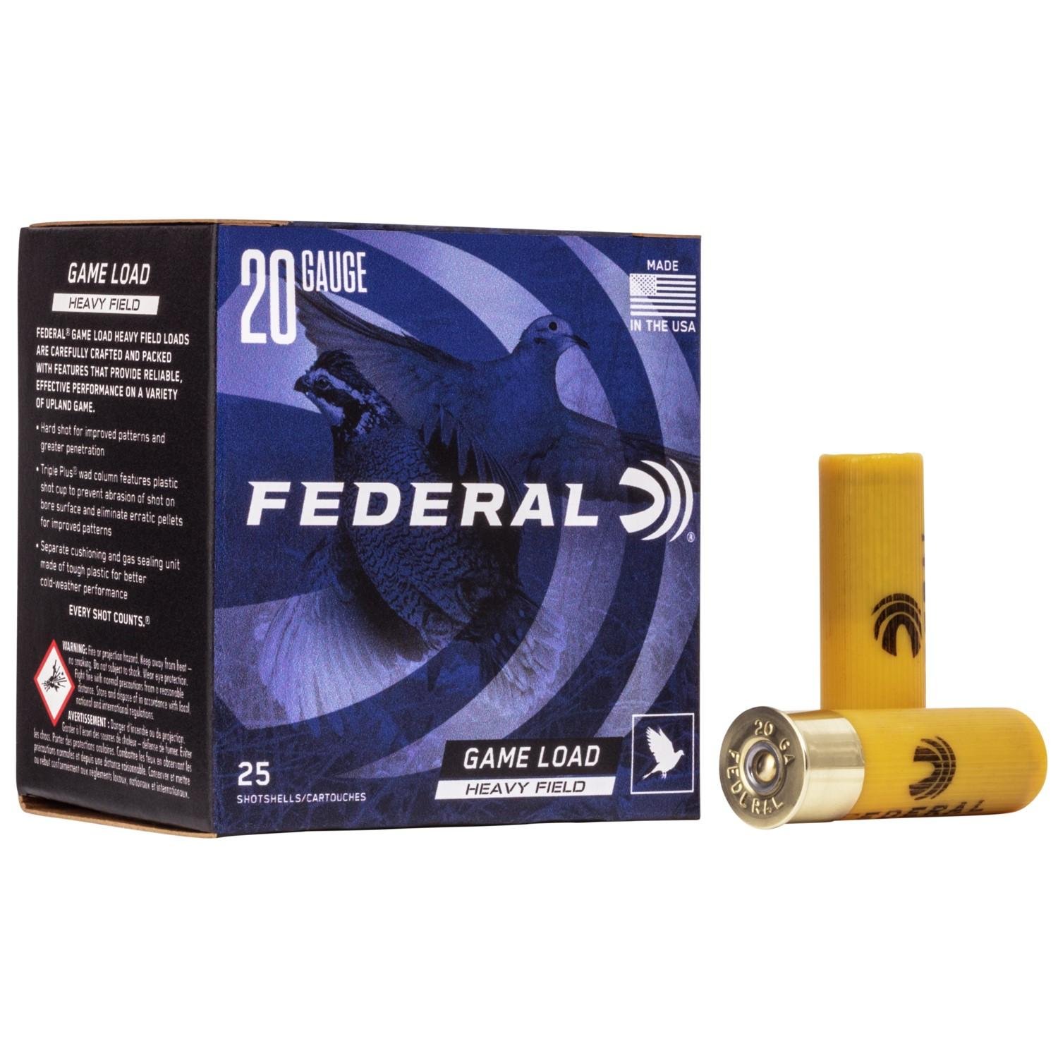 Federal H2028 Game-Shok Heavy Field 20 Gauge 2.75" 1 oz 1165 fps 8 Shot 25 Bx/10 Cs Shotgun Ammo - Federal Premium Ammunition - LEAD