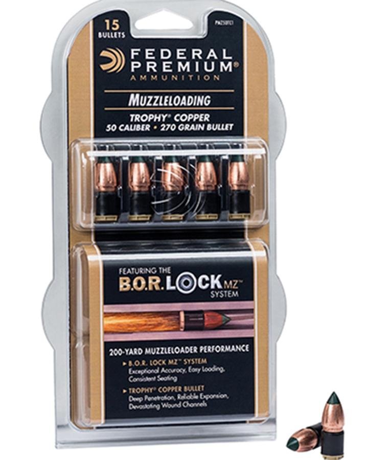 Federal Muzzleloader Bullets 50 Cal. 270 gr. Trophy Copper 15 rd. - Federal Premium Ammunition - 50 CALIBER