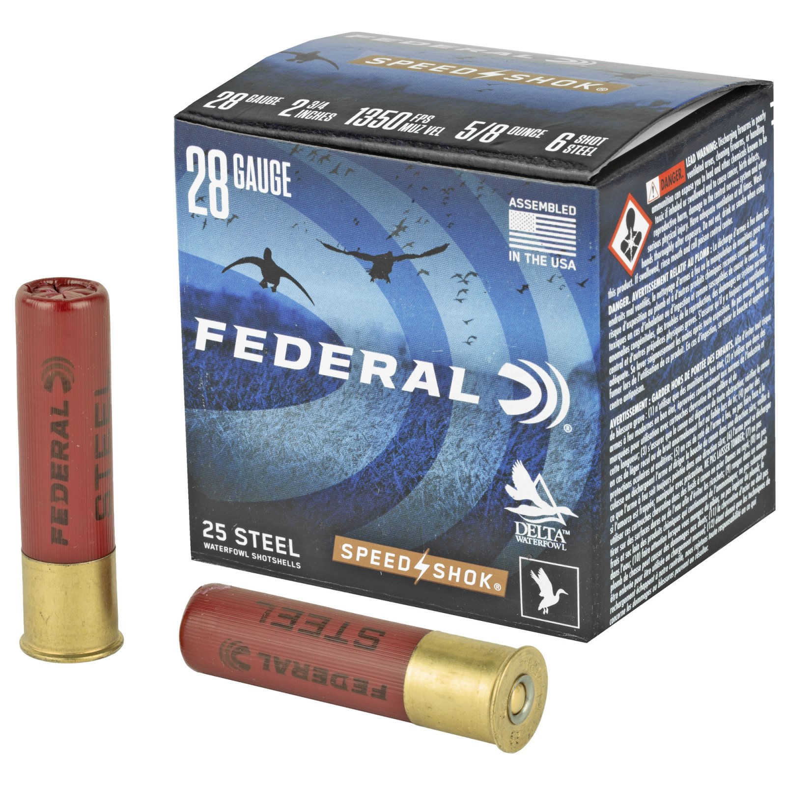 Federal WF2836 28 Gauge 2.75 in #6 Steel Shot 25 Rounds Ammo - Federal Premium Ammunition - 28 Gauge