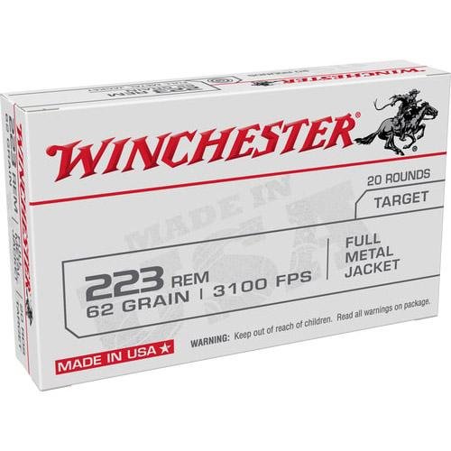 Winchester W223FMJ62 223 Remington 62 Grain FMJ 20 Rounds Box - Winchester - FULL METAL JACKET