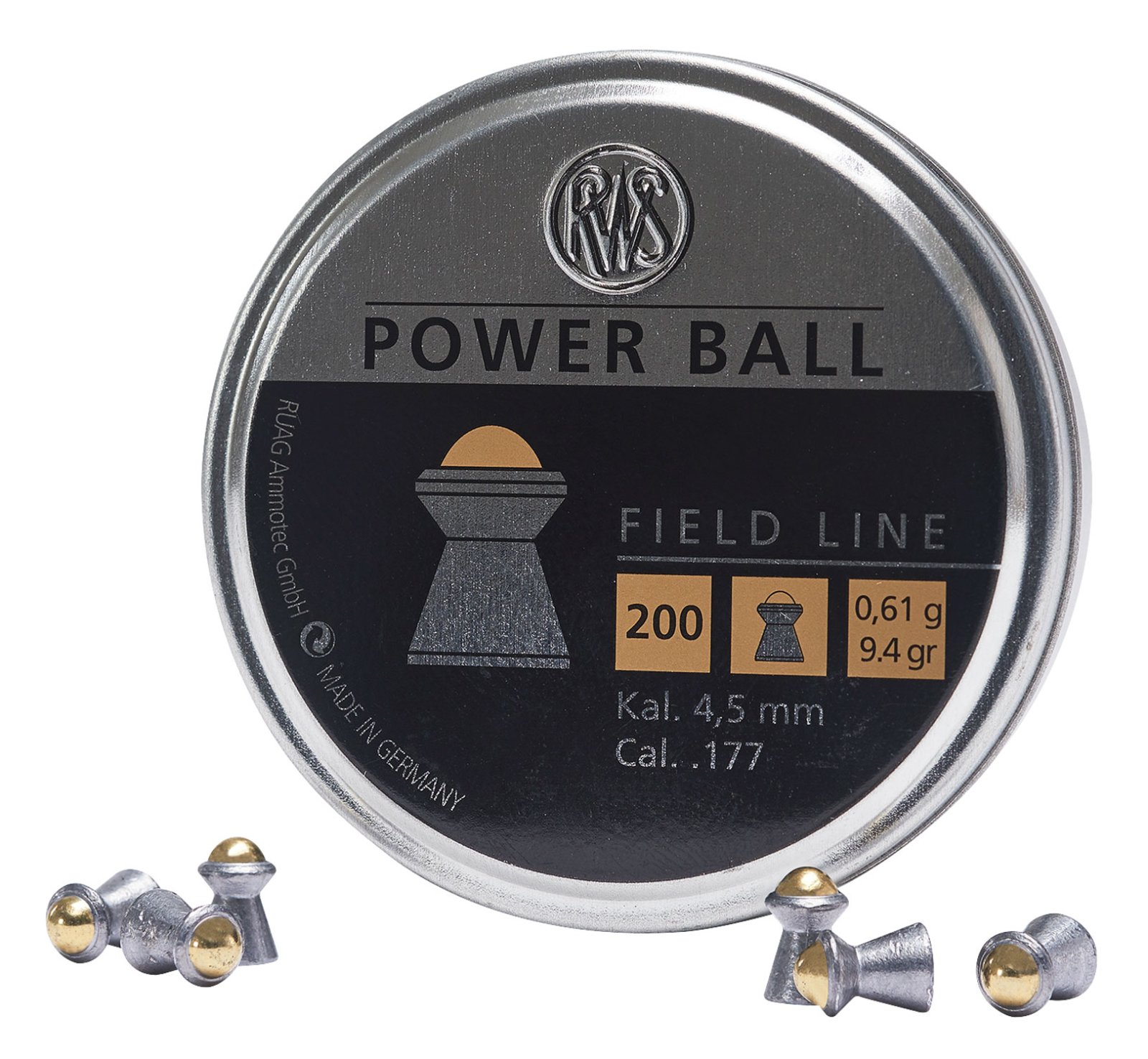 RWS-Umarex 2317414 Power Ball Field Line 177 Steel Lead Domed Pellet- 20... - RWS - 177