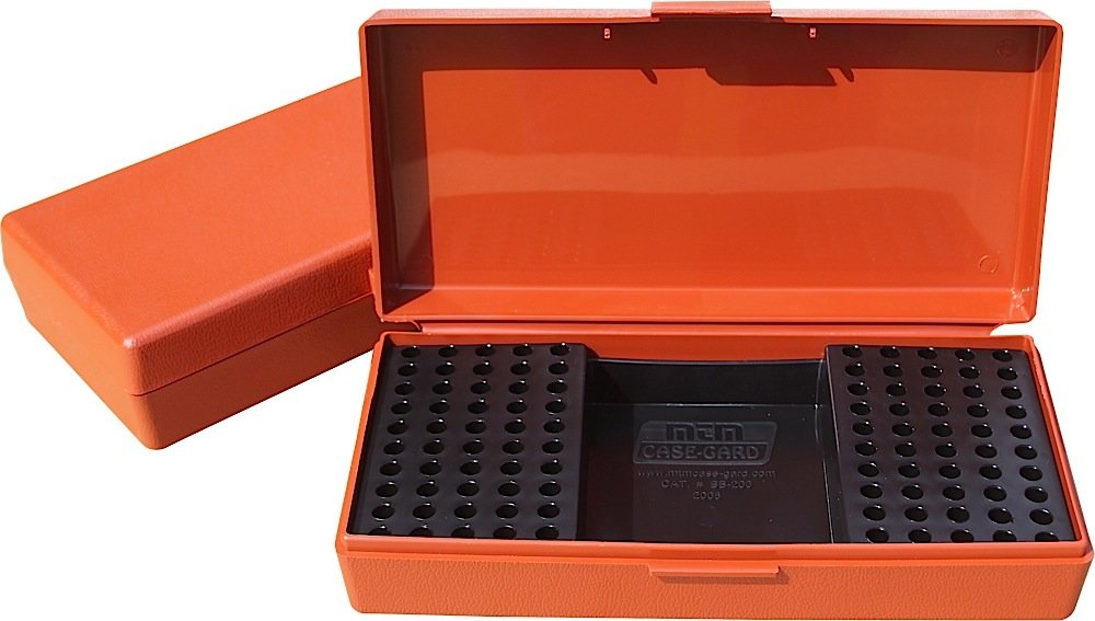 MTM Case-Gard SB-200 Flip Top Ammo Box 200 Rounds .22LR/.25Long/.22WMR/.17 HMR/17 Mach 2 Polymer Rust - MTM Case-Gard - AMMO BOX