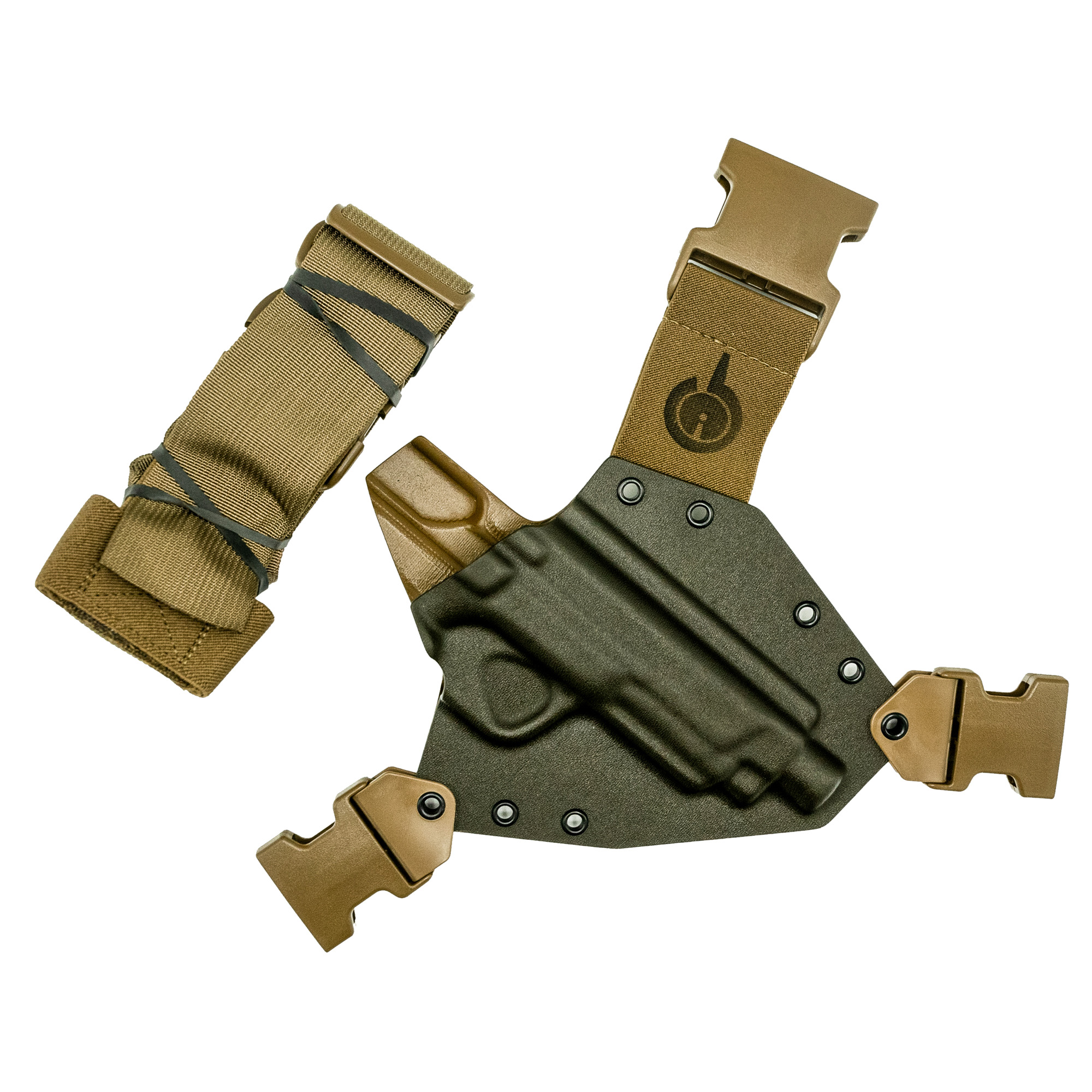 GunfightersINC KN-MP4510-040221 Kenai Chest Holster, Kydex, Nylon, RH, Gray/Coyote