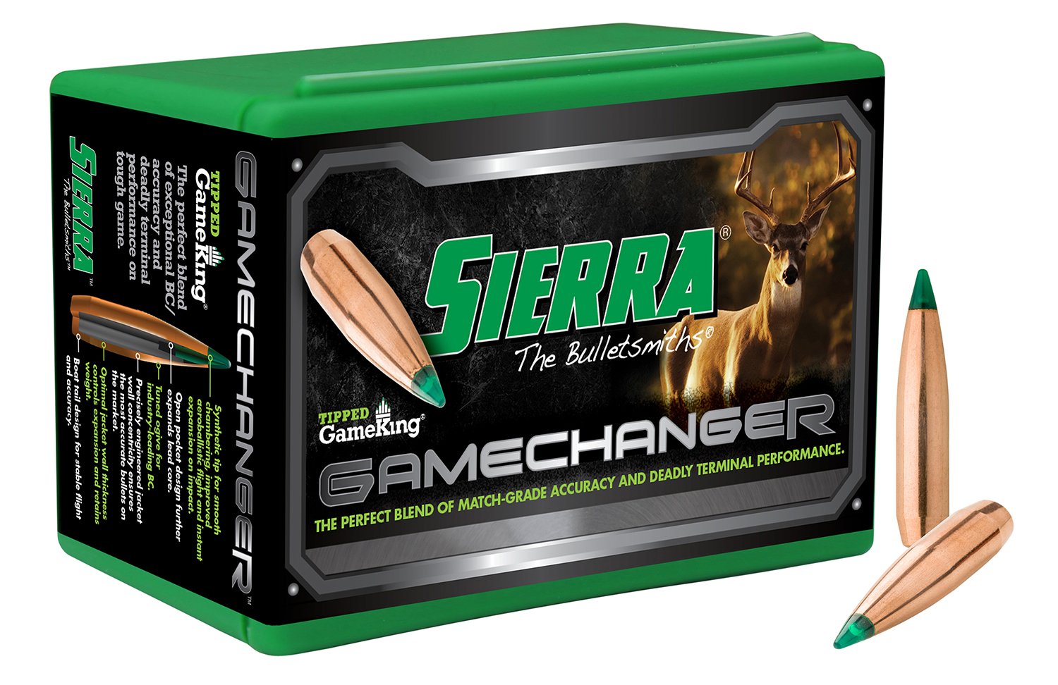 Sierra Tipped GameKing Rifle Bullets 6mm .243 cal .243" 100 gr BT 100-ct - Sierra Bullets - .243