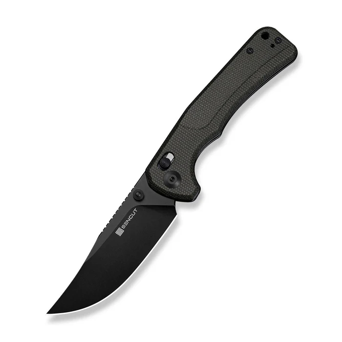 Slybolt Thumb Stud & Crossbar Lock Knife Dark Green Canvas Micarta Handle