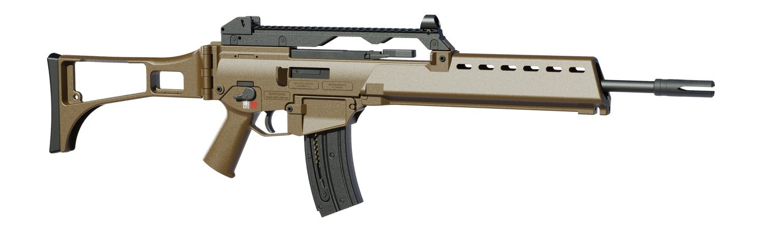 HK 81001322 G36 22 LR 10+1 18.13" Black Barrel w/Flash Suppressor, Flat Dark Earth Receiver w/Picatinny Rail, Flat Dark Earth Folding Synthetic Stock, Polymer Grip - HK - 22 LR