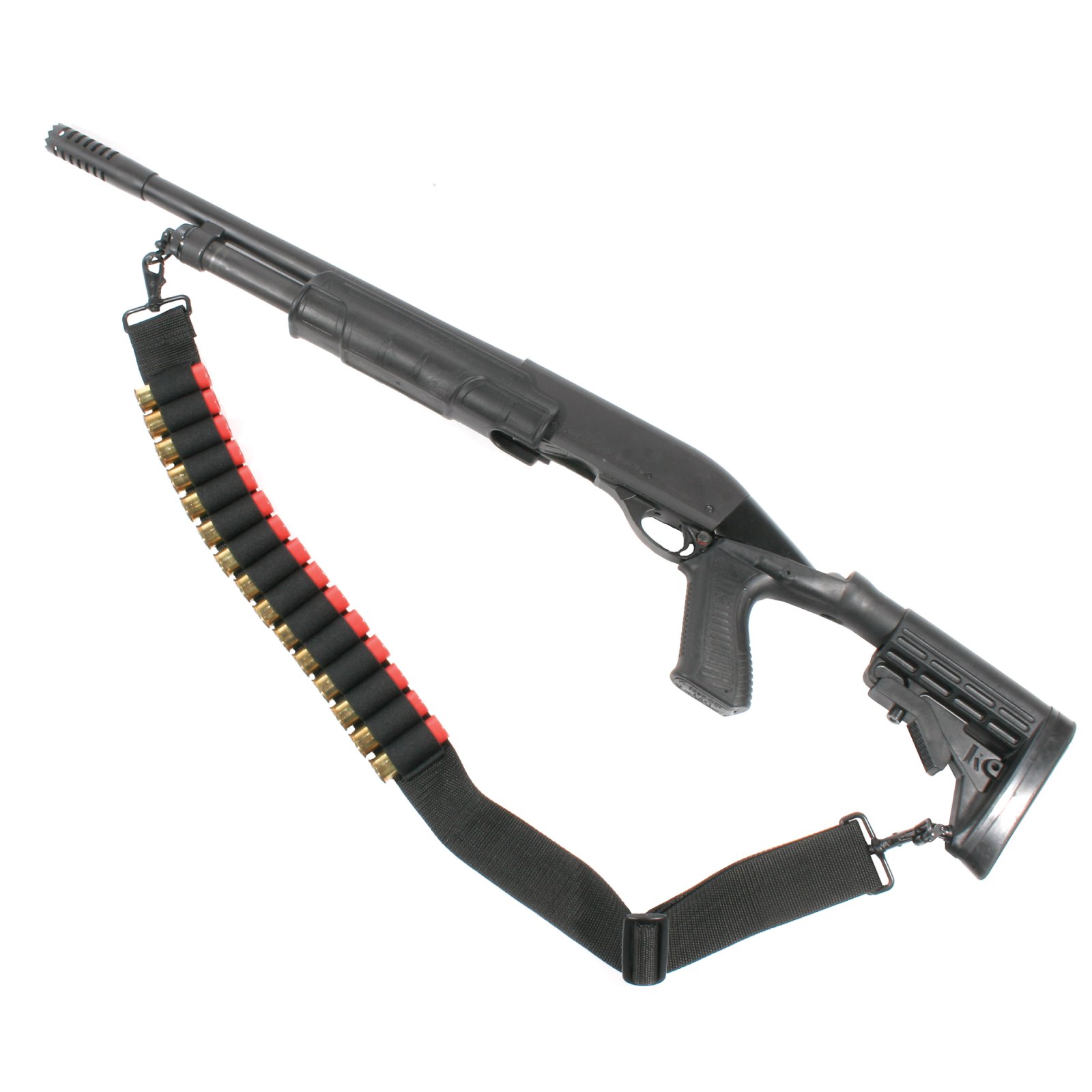 Blackhawk 43SS15BK Two-Point Adjustable Shotgun Sling, Black Nylon, 15-Shell Capacity, Steel Hooks