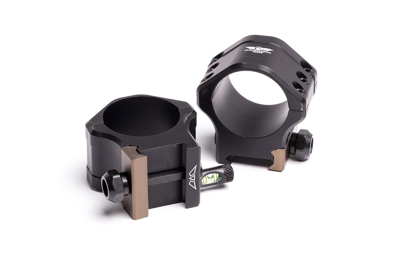 Christensen Arms 8100004203 Tactical 34mm Scope Rings, Medium Height, Black Anodized Aluminum, CNC Machined, Element Proof, Anti-Cant Bubble Level - Christensen Arms - 34MM