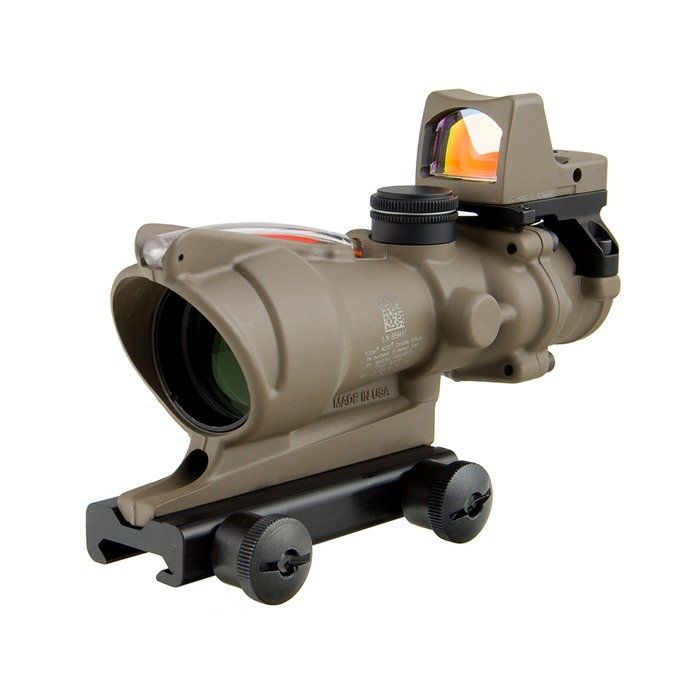Trijicon 100570 ACOG 4x32mm Red Chevron FDE Scope with RMR Type 2 - Trijicon
