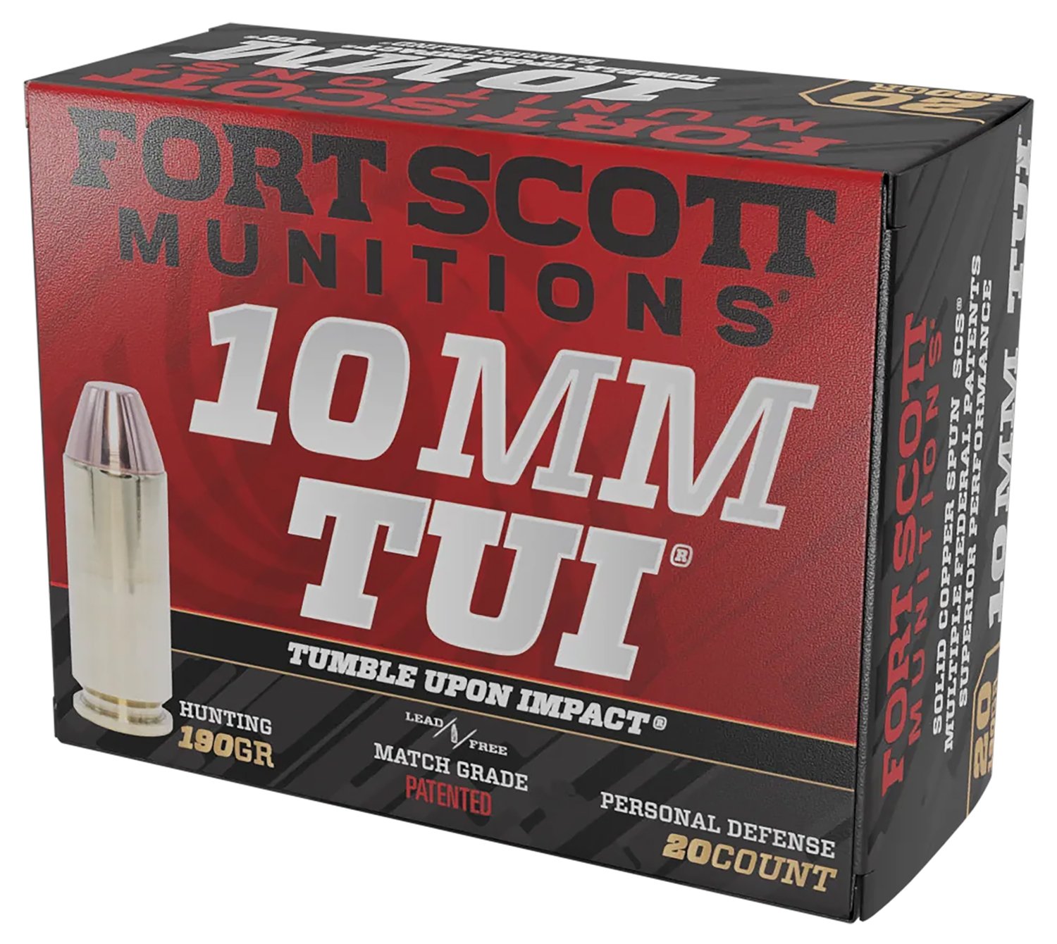 Fort Scott Munitions 10MM-190-SCV2 Claw Defense 10mm 190gr Solid Copper Spun 20 Per Box/25 Case - FSM - SOLID COPPER SPUN