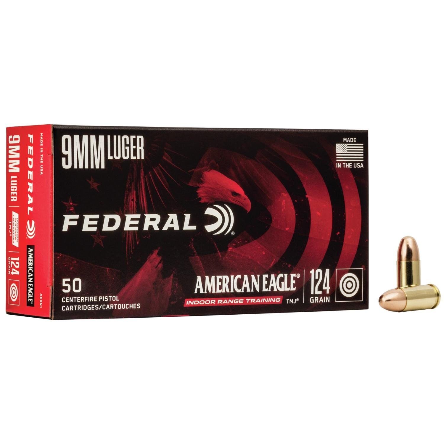 Federal AE9N1 9mm Luger 124 Grain TMJ 50 Rounds per Box