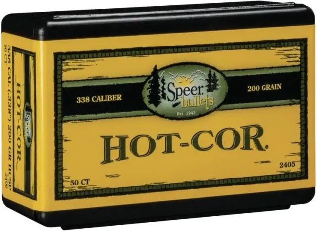 Speer 2405 Hot-Cor .338 Cal 200gr Spitzer Soft Point 50/Box - Speer - 338 Caliber