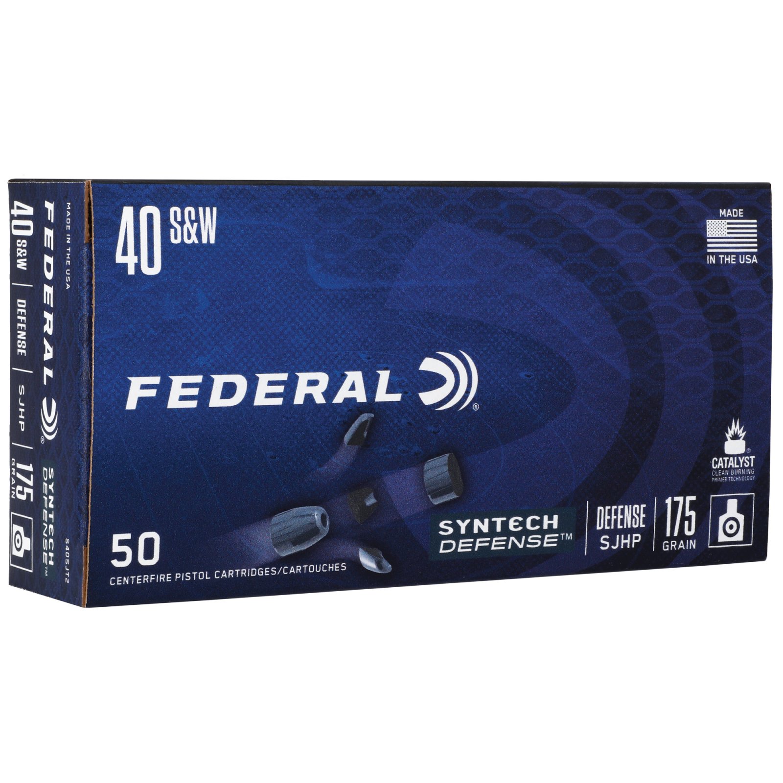 Federal Premium Personal Defense .40 S&W 175gr SJHP Brass Cased Ammo - 50 Rounds, Deep Penetration, Blue Polymer Jacket, Reliable Catalyst Primer - Federal Premium Ammunition - 40 S&W