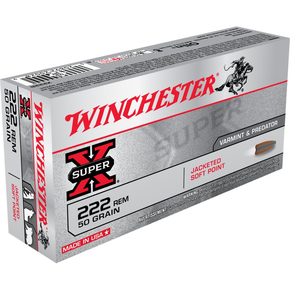 Winchester X222R Super X 55gr 3240fps JSP Ammo - 20 Bx/10 - Winchester - JACKETED SOFT POINT
