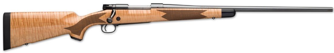 Winchester Repeating Arms Model 70 Super Grade 6.8 Western Caliber with 3+1 Capacity, 24" Barrel, Polished Blued Metal Finish, Gloss AAA Maple Stock & No Sights Right Hand (Full Size) - Winchester - 6.8 Western