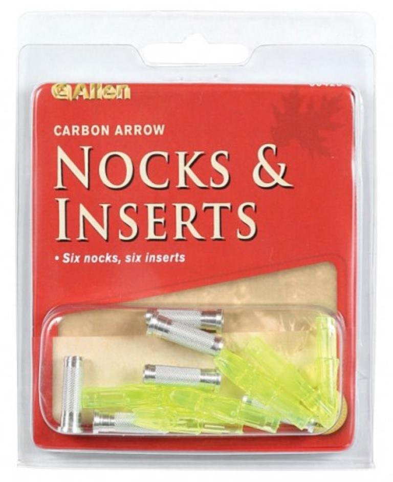 ALLEN(TITAN)CARBON 68425 Nocks & Aluminum Inserts 6-Pack Fluorescent Green - ALLEN(TITAN)CARBON