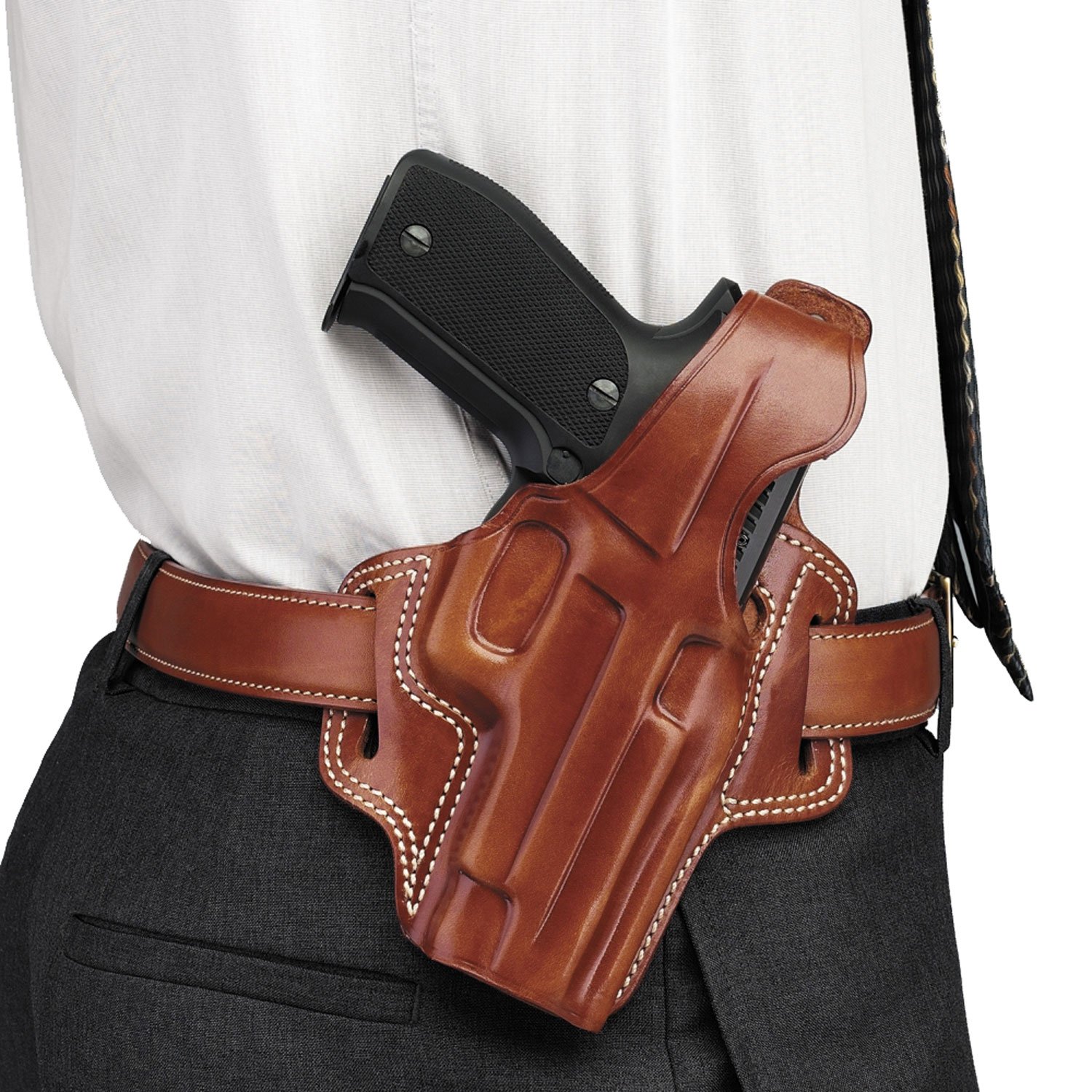 Galco FL118 Fletch OWB Tan Leather Holster for Ruger SP101, Colt Detective