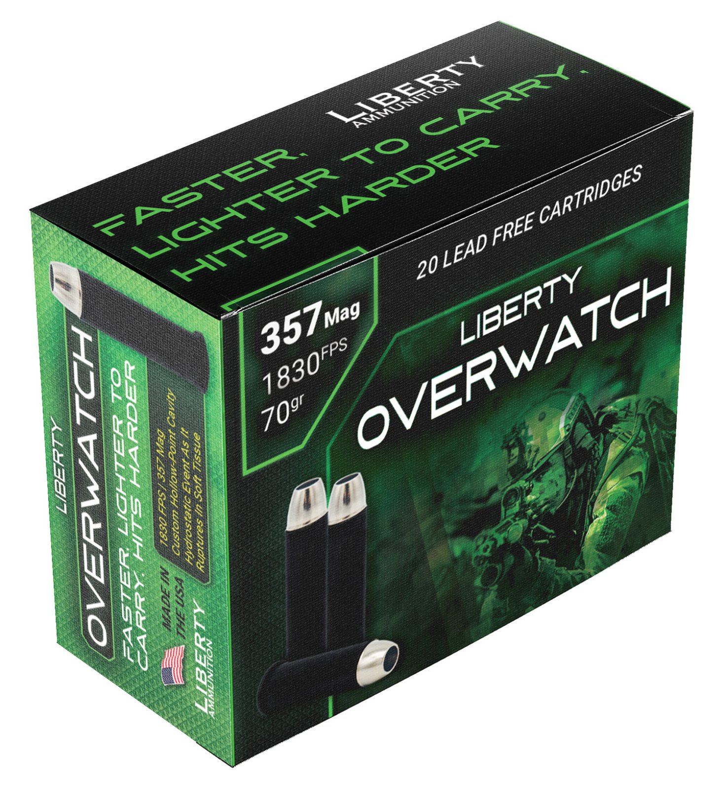 Liberty Ammunition OverWatch .357 Magnum 70 Grain Brass Cased Ammo 20 Round