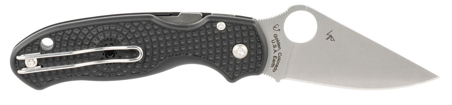 Spyderco C223PBK Para 3 Lightweight 3" Satin Plain Edge Black FRN CTS-BD1N - Spyderco - CLIP POINT
