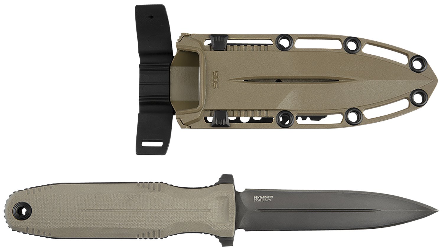 S.O.G SOG17610257 Pentagon FX 4.77" Spear Point Blade G10 Handle - SOG - SPEAR POINT