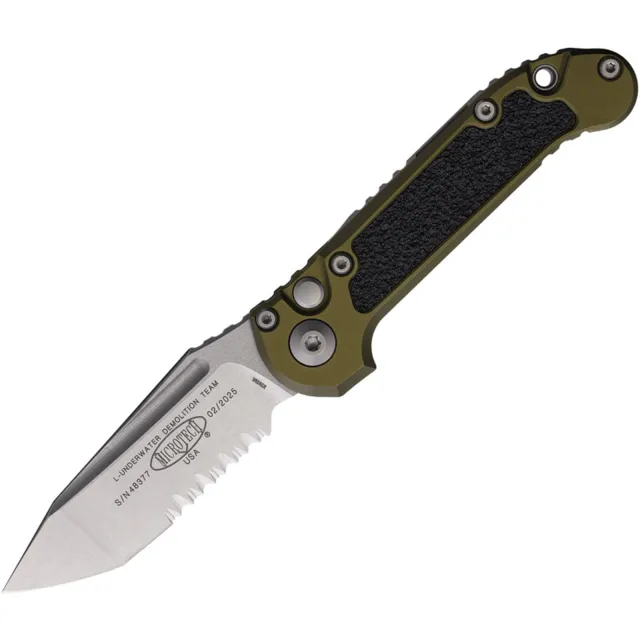 Microtech LUDT G3 3.5 In ODG Aluminum Handle Stonewash Partial Serrated