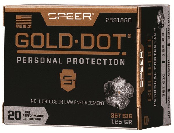 Speer 23918GD Gold Dot 357 Sig 125gr Hollow Point Ammo 20/Box - Speer - HOLLOW POINT