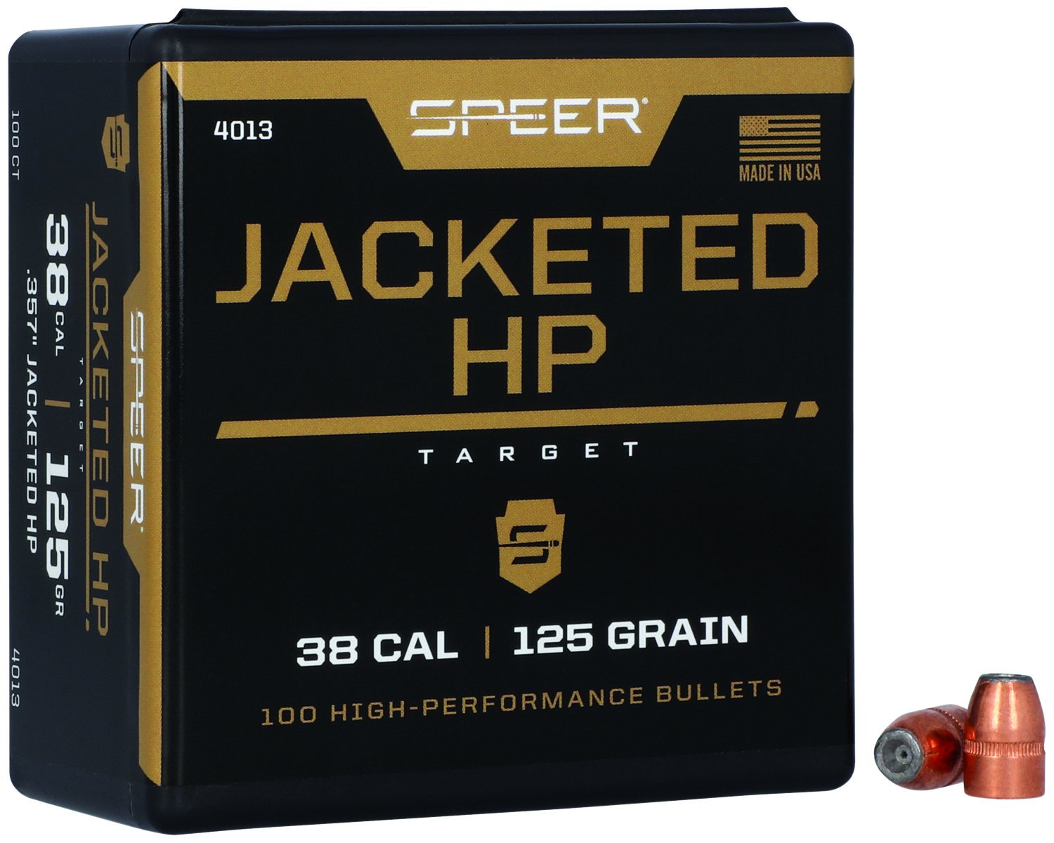 Speer 4013 .38/357 125gr JHP Bullets 100ct Box - Speer - 38 Caliber