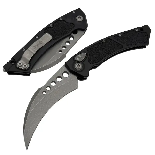 Microtech 166-10AP Hawk Auto Karambit 3.95 In Apocalyptic Black Handle